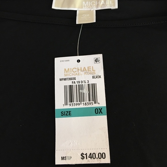 NEW Michael Kors Plus Black Mini Dress Tunic Dolman Elbow Sleeve Lace Up Size 0X - Picture 5 of 8